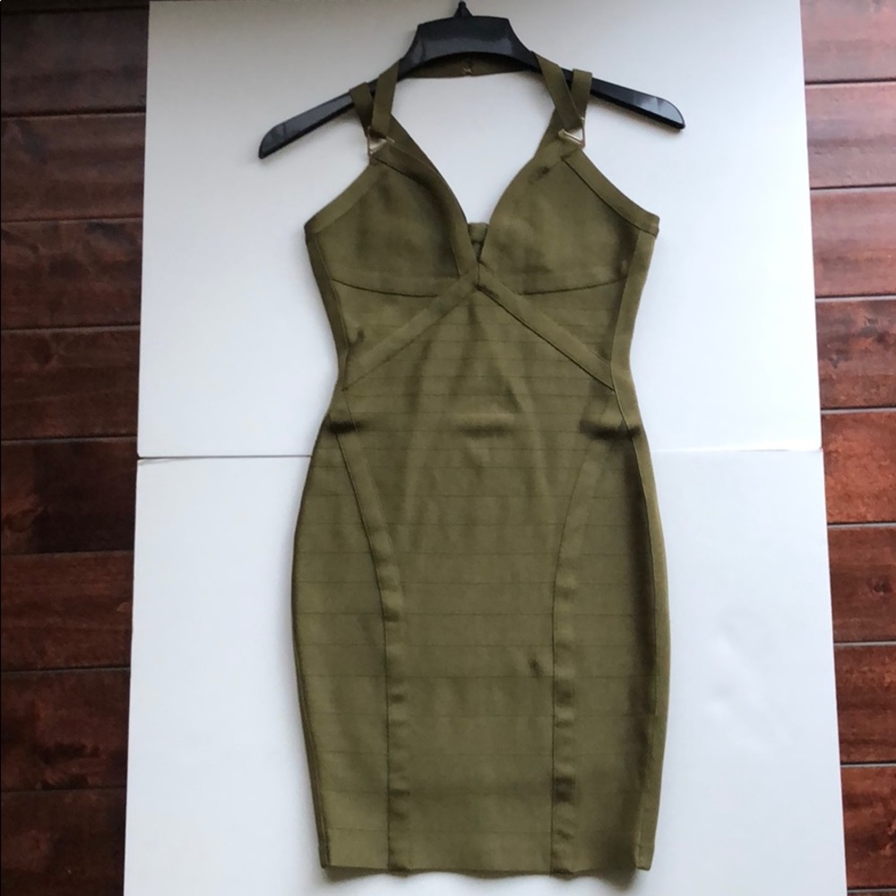 Guess Marciano olive green bandage dress